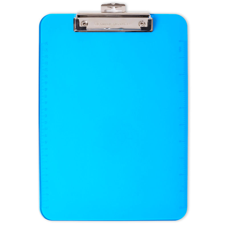 Plastic Clipboard, Letter Size, Low Profile Clip, Neon Blue