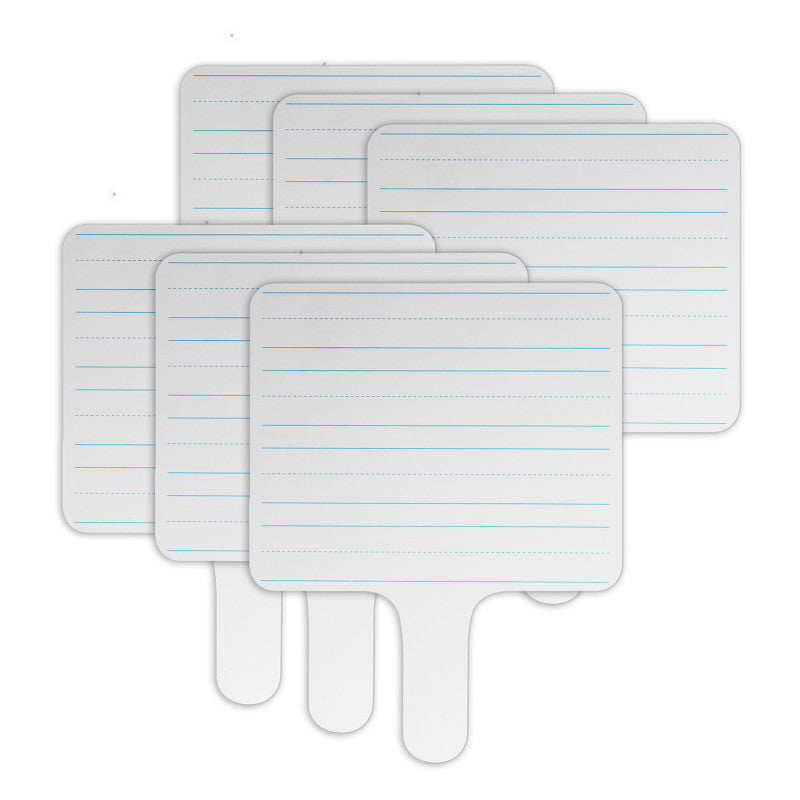 Two-Sided Rectangular Dry Erase Writing Paddle, Lined/Blank, 7.75" x 10", Pack of 6