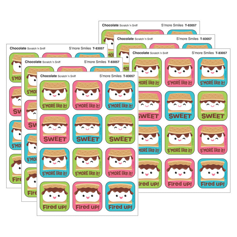 S'more Smiles, Chocolate Scent Scratch 'n Sniff Stinky Stickers&reg;, 48 Per Pack, 6 Packs