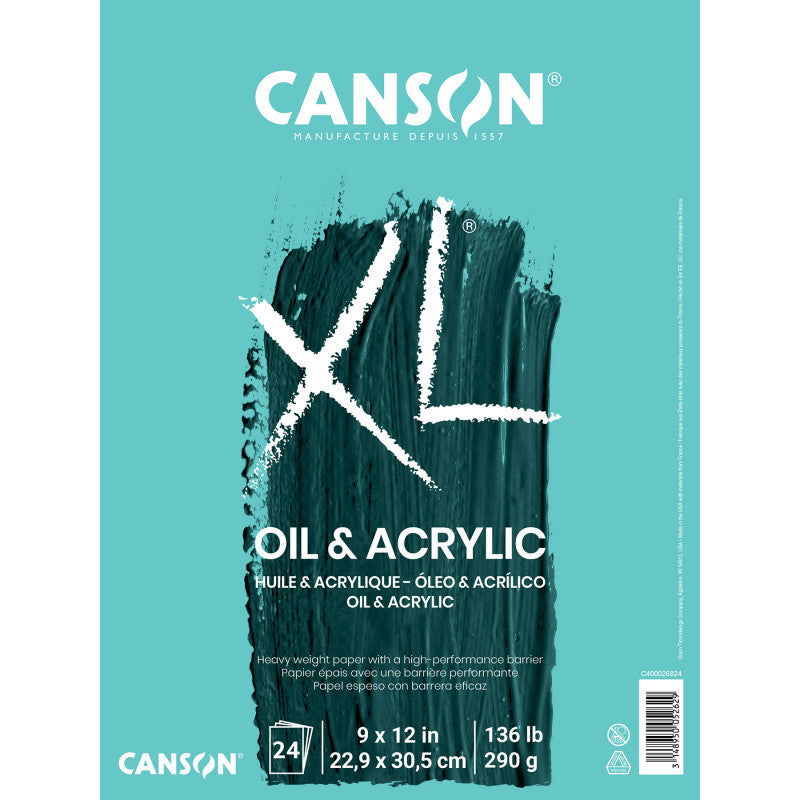 XL Series Oil & Acrylic Pad, Foldover Binding, 24 Sheet, 9x12 inch, 1 Count