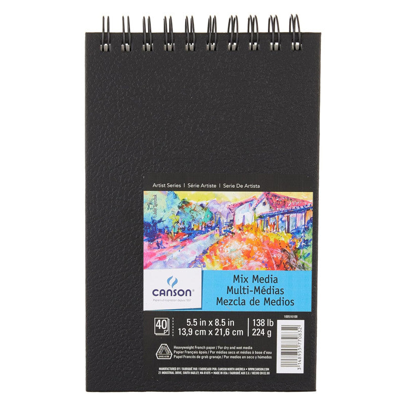 Artist Series Mixed Media Art Book, Black Cover, Side Wire Binding, 40 Sheet, 14X21.6 inch, 1 Count