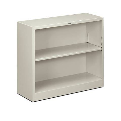 HON Brigade 2-Shelf Metal Bookcase  12.63"D x 34.5"W x 29.0"H, Light gray, HONS30ABC