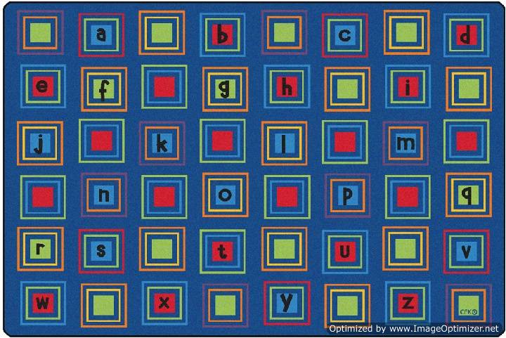 Kids Literacy Squares Primary Carpet  8' x 12'