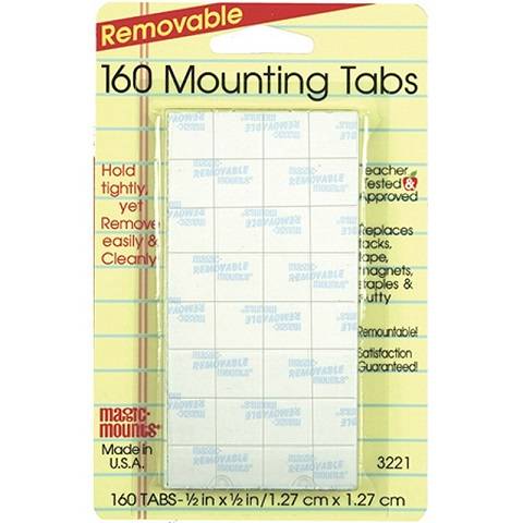 160 Wall Mounting Tabs Removable, 1/2" X 1/2"
