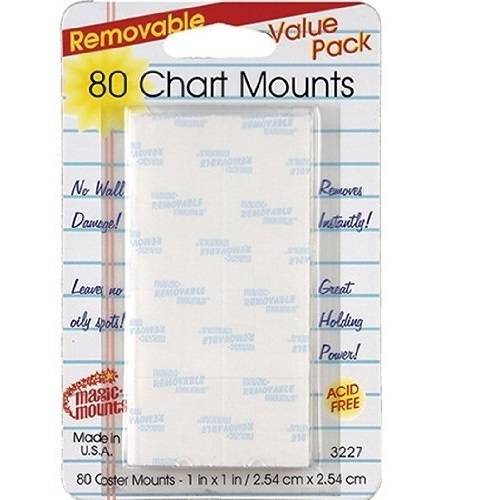 80 Wall Mounting Tabs Removable, 1" X 1"