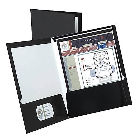Laminated Twin-Pocket Portfolios, Assorted Colors , 8 1/2" x 11" Pack of 25