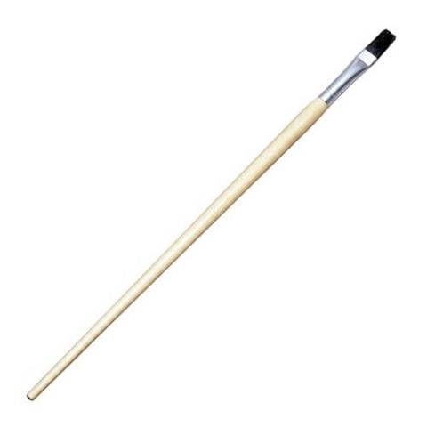 Short Handle Easel Flat Brushes, 0.50 Inch, Black Bristle, 1 Dozen