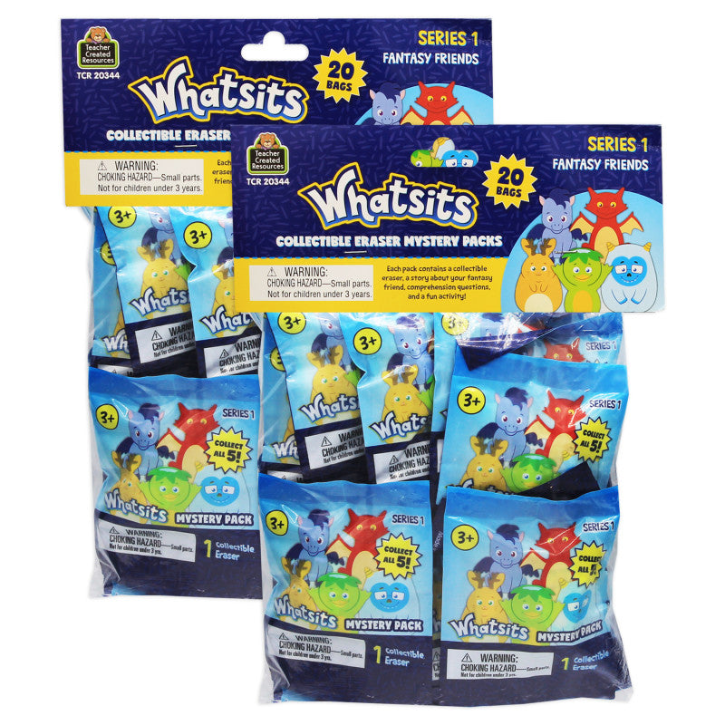 Whatsits&trade; Collectable Erasers Mystery Packs: Fantasy Friends, 20 Per Set, 2 Sets