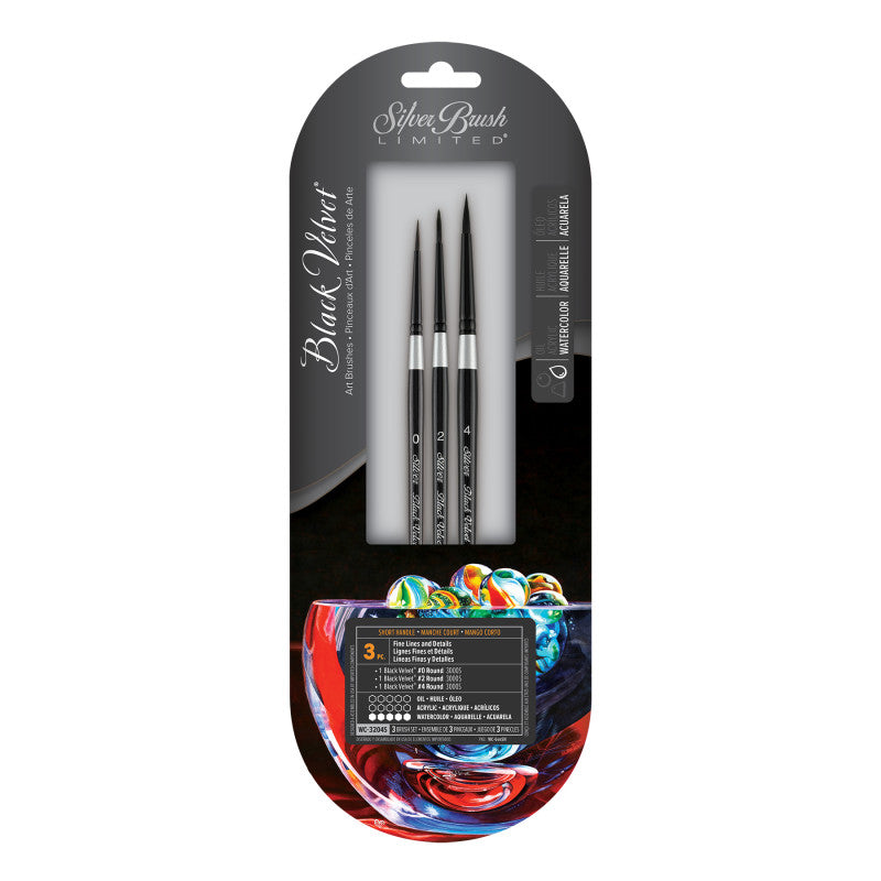 Black Velvet&reg; 3-Piece Detail Round W/C Brush Set