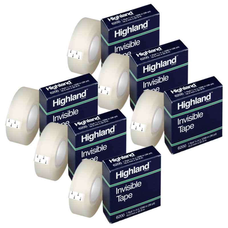 Invisible Tape, 3/4" x 1296", 6 Rolls