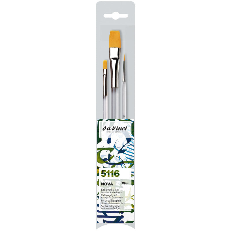 NOVA Lettering & Calligraphy Brushes, Synthetic, All Paint Types, Assorted, 3 Brush Set