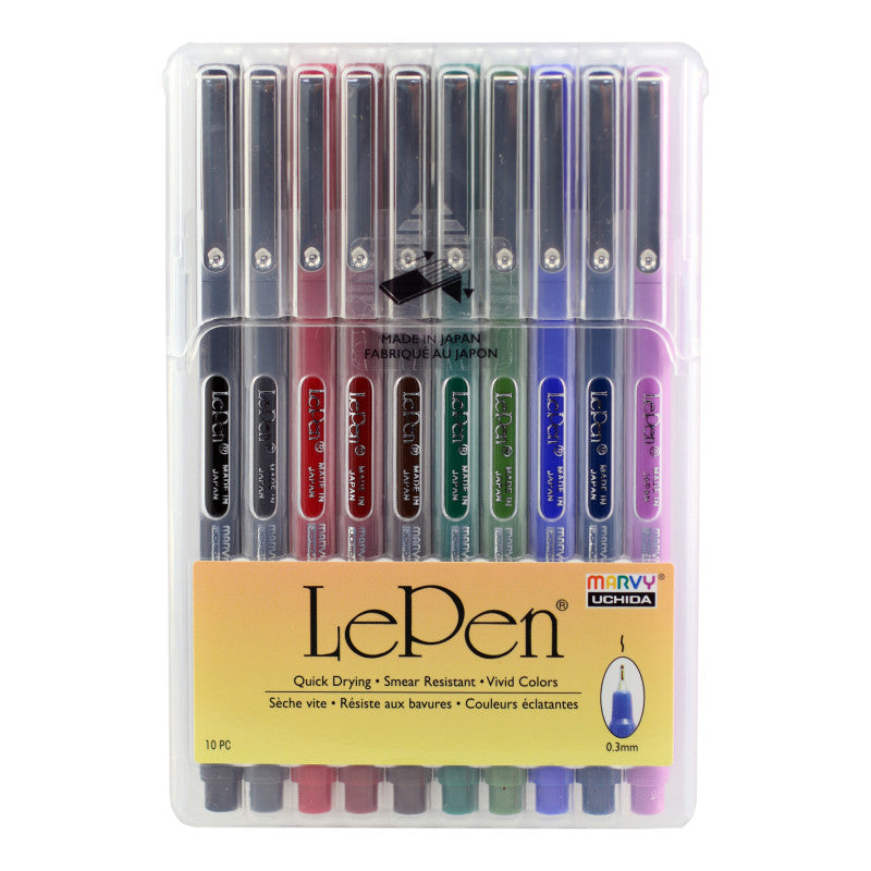 LePen&reg; Micro-Fine Point Pen, Dark, 10 Colors