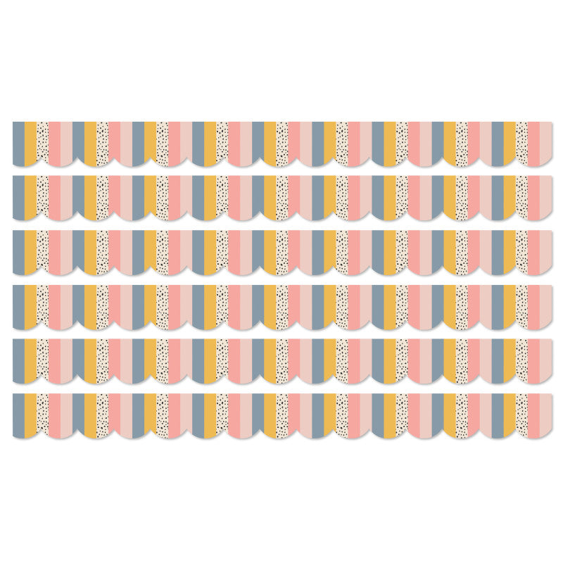 We Belong Stripes Scalloped Borders Per Pack, 39 Feet Per Pack, 6 Packs