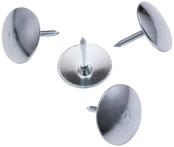 Steel Thumb Tacks, 1/2 Inch Head, Silver, Box of 100, (4TT)