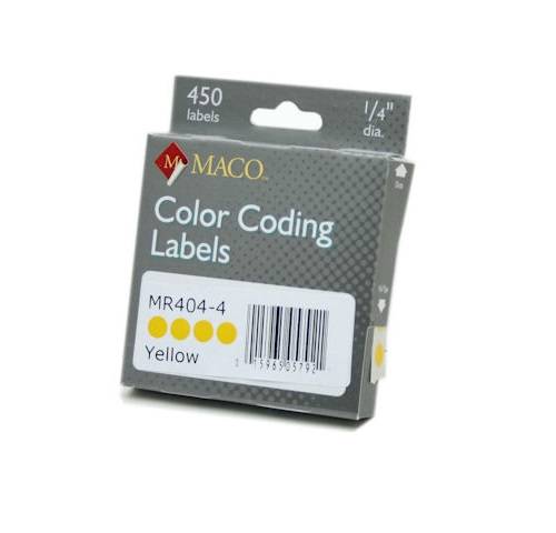 MACO Green Round Color Coding Labels, 1/4 Inches in Diameter, 450 Per Box, MR404-5