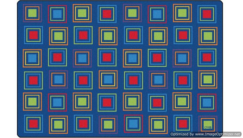 Kids Literacy Squares Primary Carpet  4' x 6' (without Letters)