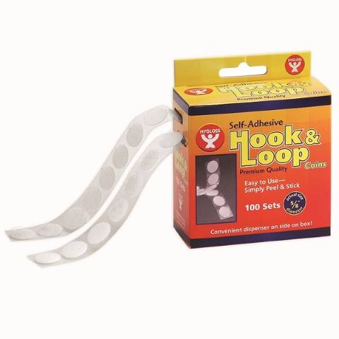 Hygloss Hook and Loop Coins 5/8" 100/PK  White 45210