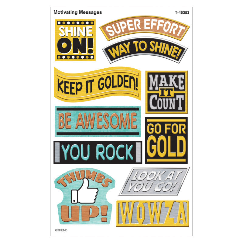 I &hearts; Metal Motivating Messages superShapes Stickers - Large, 88 Count