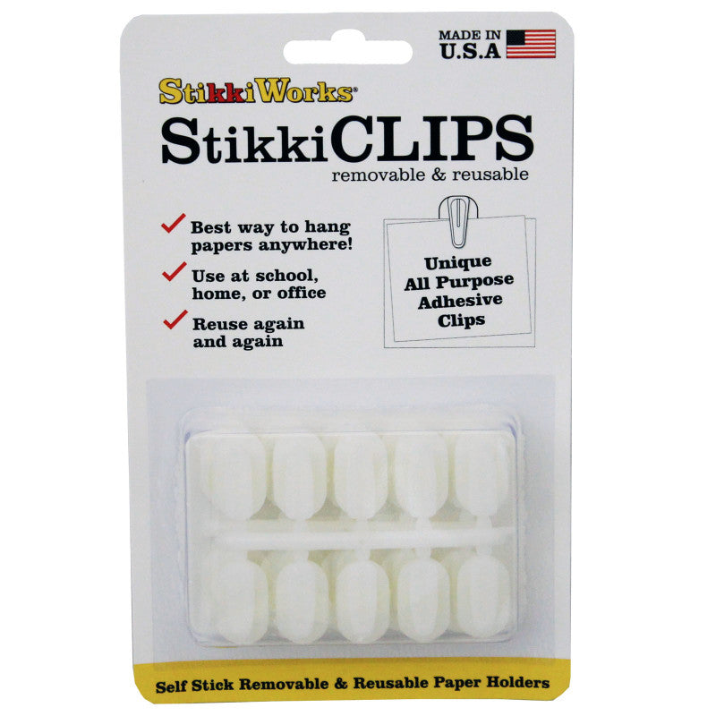 StikkiCLIPS&trade; Adhesive Clips, White, Pack of 20