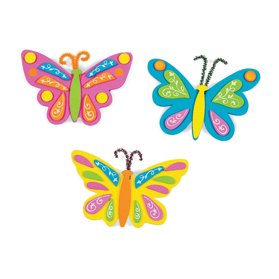 Foam Butterfly Magnet Craft Kit - 12 Project Pack