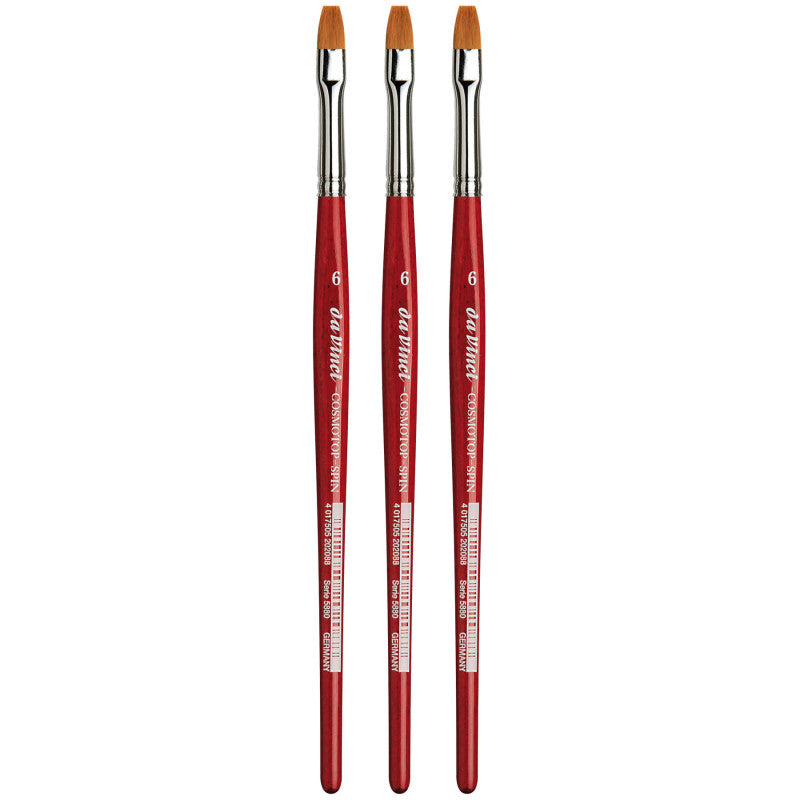 COSMOTOP-SPIN Silkpainting Brush, Synthetic, Watercolor, Flat, Size 6, Pack of 3