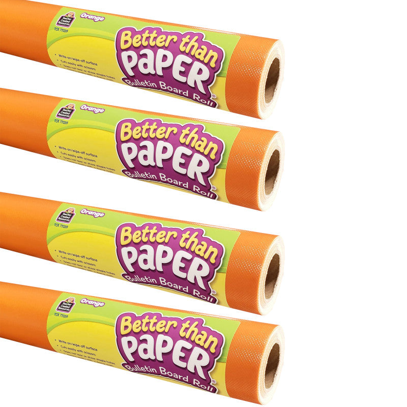 Better Than Paper&reg; Bulletin Board Roll, 4' x 12', Orange, Pack of 4