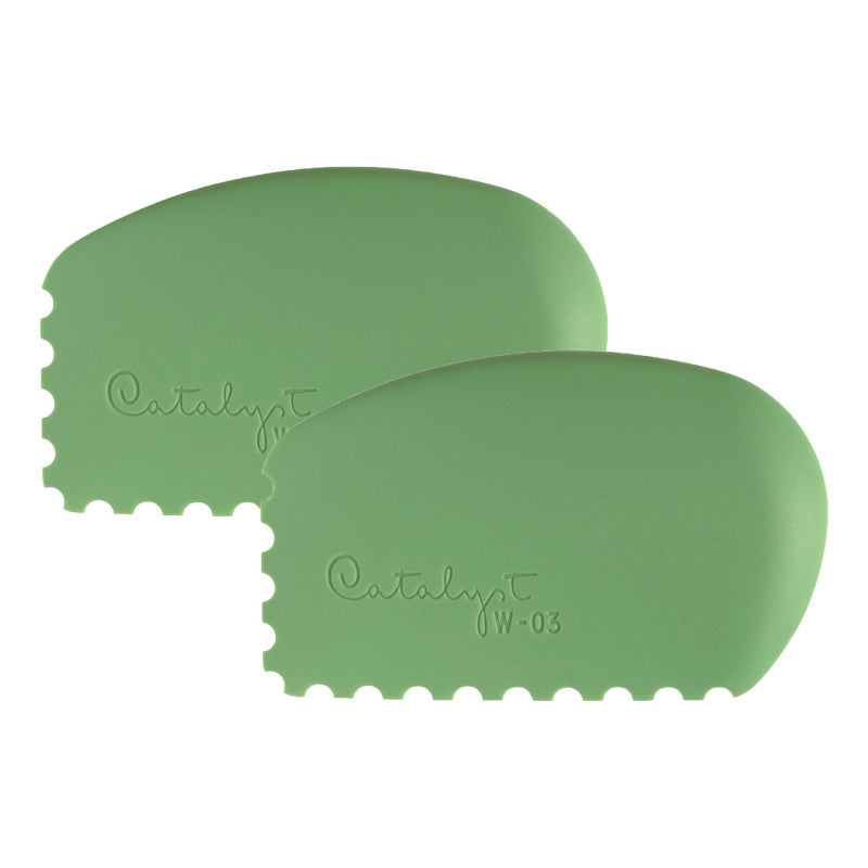 Catalyst Tool Wedge, Silicone, Mixed Media Paintbrush, Green, Size 3, Pack of 2