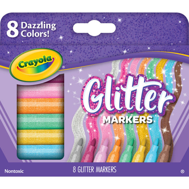 Crayola® Glitter Markers, 8 Dazzling Colors,(BIN58-8643)