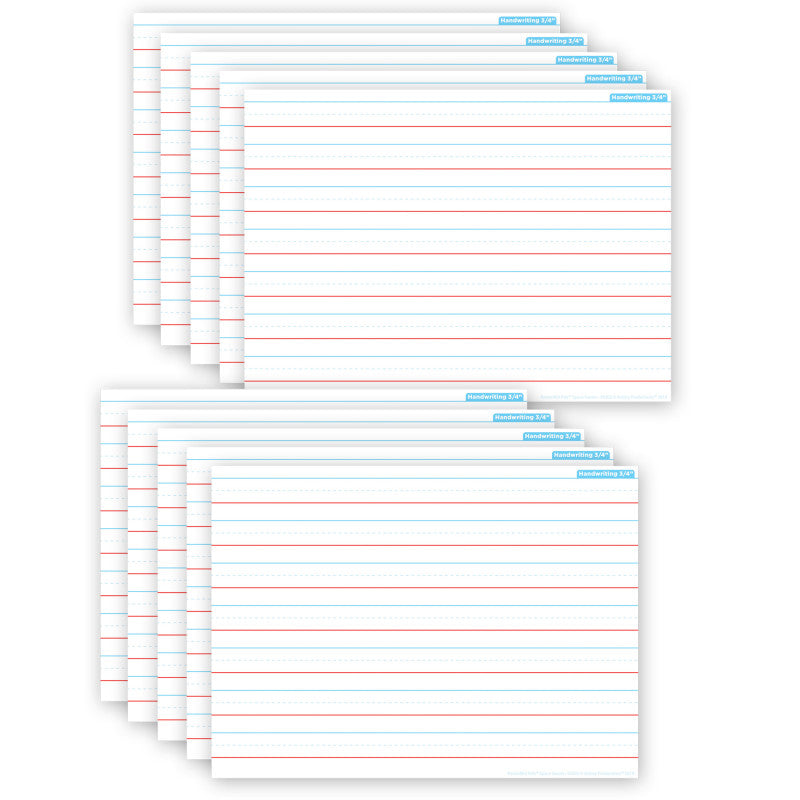 Smart Poly&reg; PosterMat Pals&trade; Space Savers, 13" x 9-1/2", Handwriting 3/4", Pack of 10