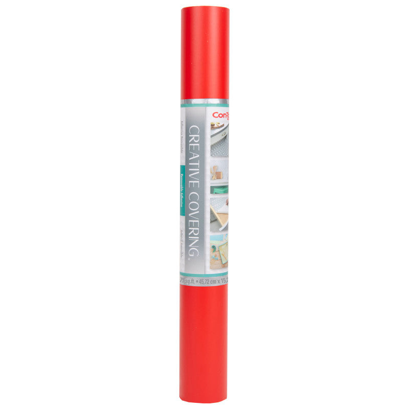 Creative Covering&trade; Adhesive Covering, Red, 18" x 50 ft