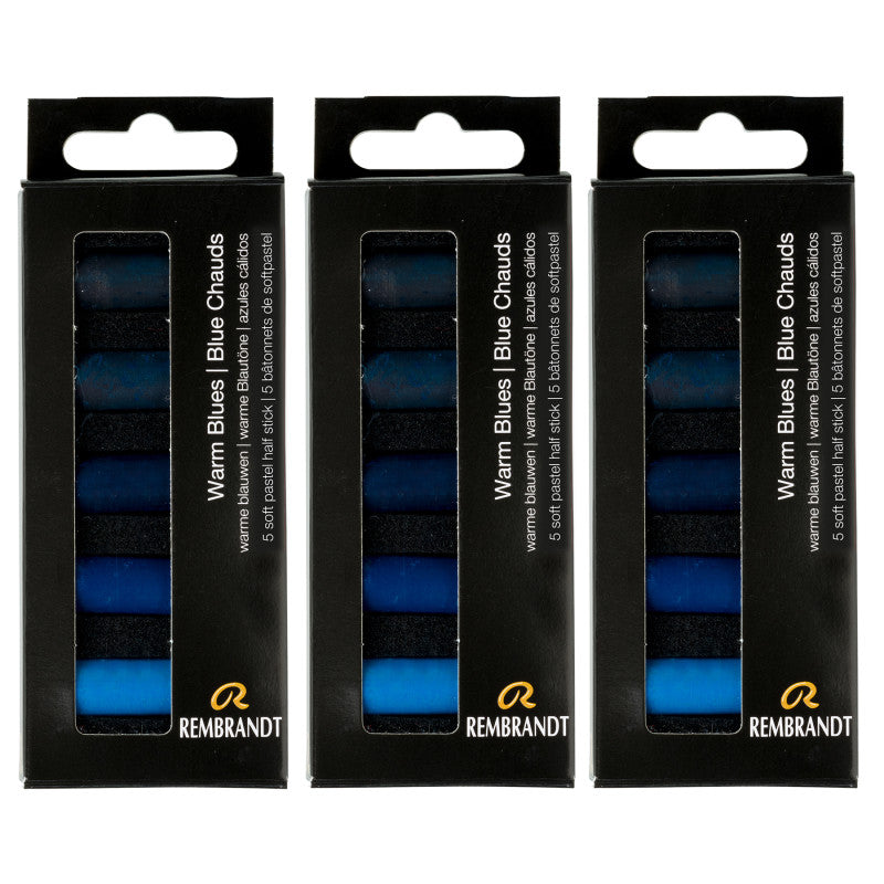 Soft Pastels Micro Sets, Warm Blues Per Set, 5 Half Sticks, 3 Sets