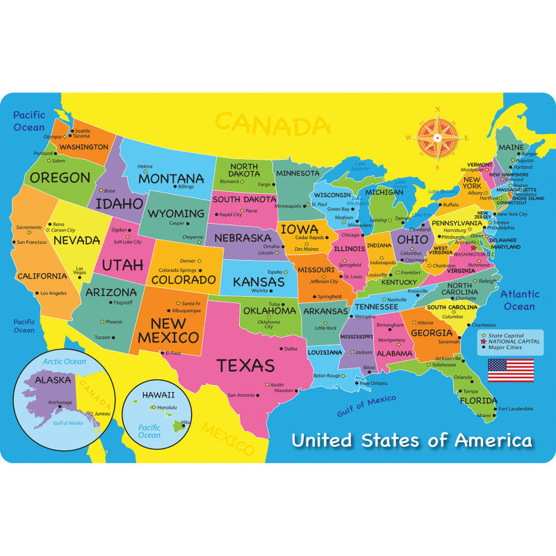 Smart Poly&trade;, The Original Fun Mat&trade;, Welcome Mat, 15.5" x 23.5", USA Map