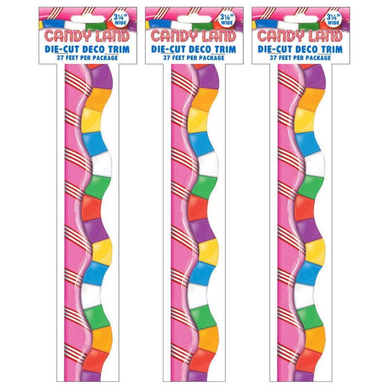 Candy Land&trade; Dimensional Look Extra Wide Die Cut Deco Trim&reg;, 37 Feet Per Pack, 3 Packs