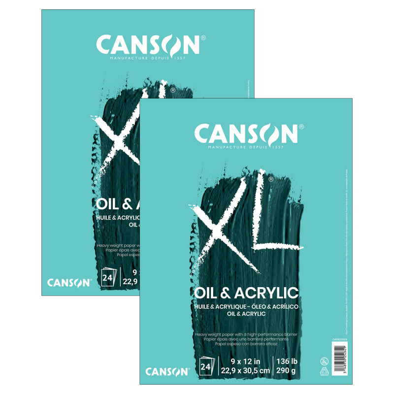 XL Series Oil & Acrylic Pad, Foldover Binding, 24 Sheet, 9x12 inch, Pack of 2