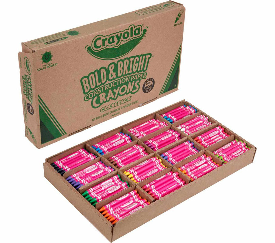 Crayola® Construction Paper™ Crayons Classpack®, Regular-size 400 Count, 16 Colors (BIN521617)