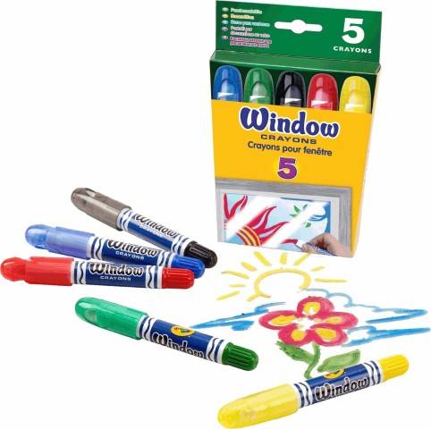 Crayola® Washable Window Crayons , Set of 5  (BIN52-9765)