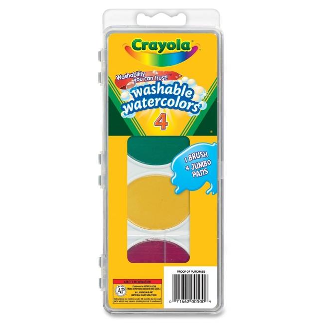 Crayola  4 Color Pan Set Jumbo So Big Washable Watercolors (BIN530500)