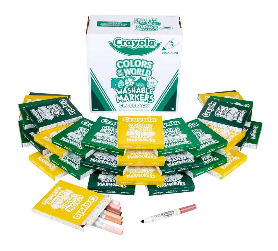 Crayola® Colors of the World Washable Markers Classpack, 240 count, 24 colors (BIN588228)