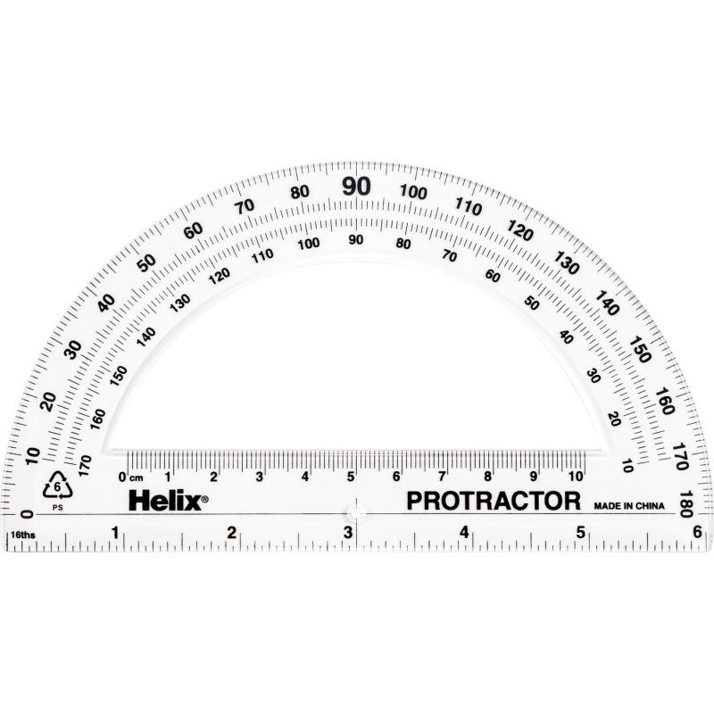 180 Degree Standard Protractor, 6"