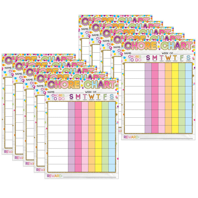 Smart Poly&reg; PosterMat Pals&trade; Space Savers, 13" x 9-1/2", Chores Confetti Style, Pack of 10