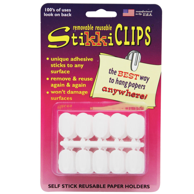 StikkiCLIPS&trade; Adhesive Clips, White, Pack of 30