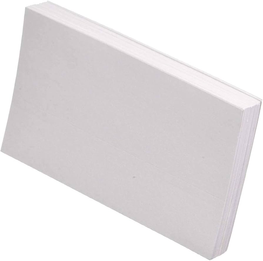 White Unruled Index Cards - 5x8 Inches - Pack of 100, (9154)