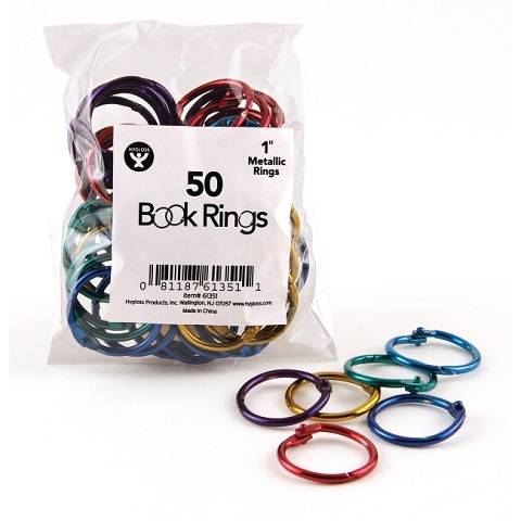 Hygloss Book Rings 1"  Assorted - Steel, Metal - 50 / Pack, 61351