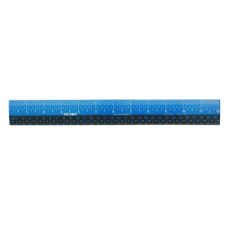 Easy Read&trade; Ruler, Plastic, Blue/Black, 12"