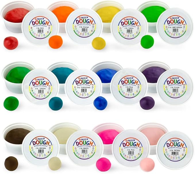 Hygloss Dazzlin' Dough Assortment Value Pack - Set of 12 - 3 lb. tubs