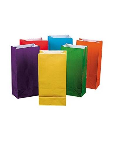 Hygloss Flat Bottom Paper Bags, 4.5 by 2.5-Inch by 8.5, Bright Colors, 28-Pack