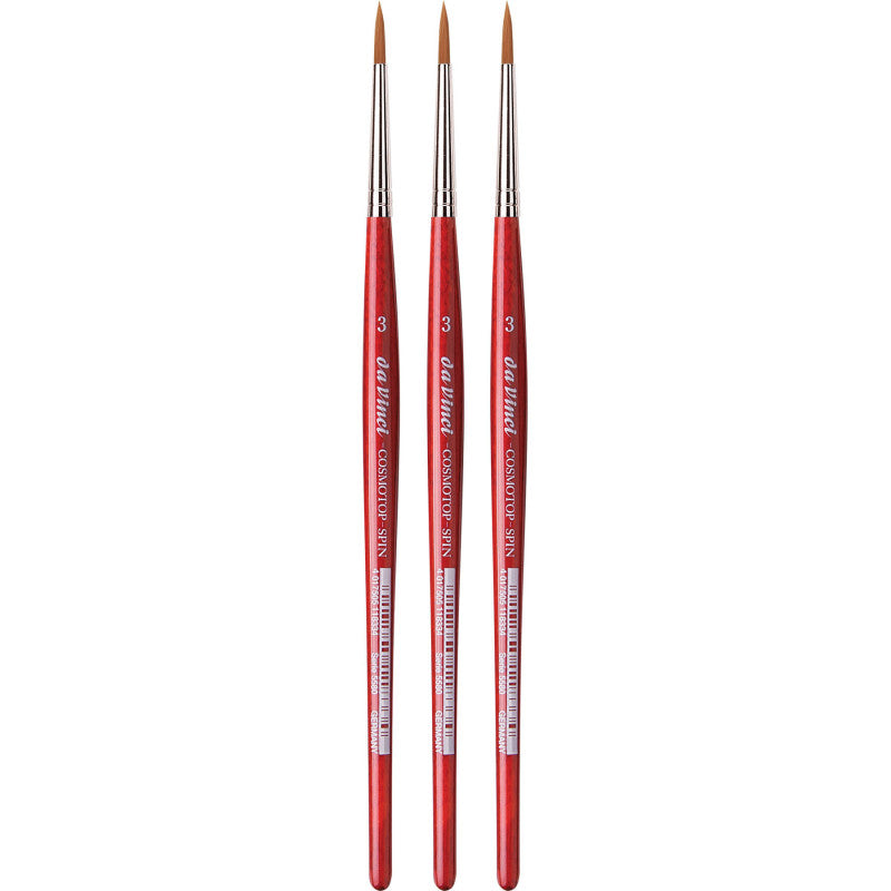 COSMOTOP-SPIN Silkpainting Brush, Synthetic, Watercolor, Round, Size 3, Pack of 3