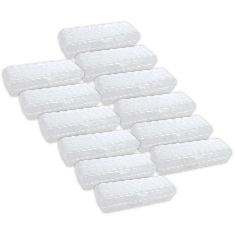LUCENT Pencil Case Organizer Box, 8", Clear, Pack of 12