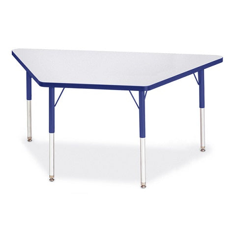 Berries® Trapezoid Activity Gray Table - 30" X 60", Color Trim Adjustable height