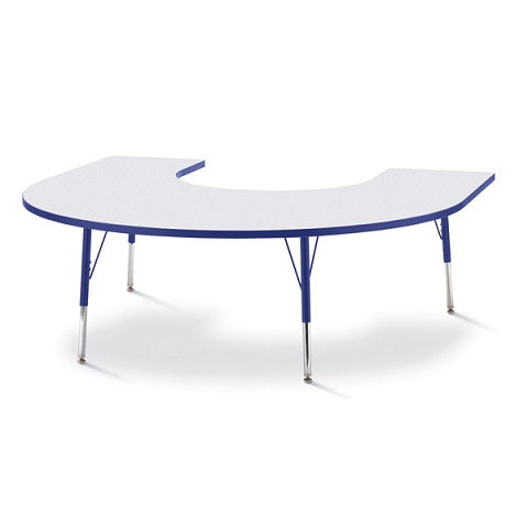 Berries® Horseshoe Activity Gray Table - 60" X 60", Color Trim Adjustable height